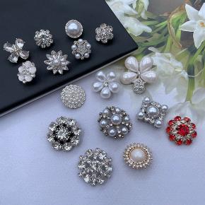 手缝高脚镶钻纽扣 水晶水钻珍珠扣子