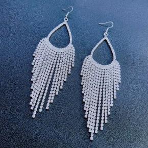 Rhinestone Claw Chain Earrings, Bride Temperament Atmospheric Water Drop Exaggerated Long Tassel Earring Accessories