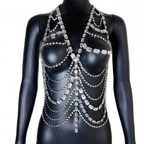 水钻比基尼胸链 时尚多层水晶胸链 性感奢华水钻身体链配饰