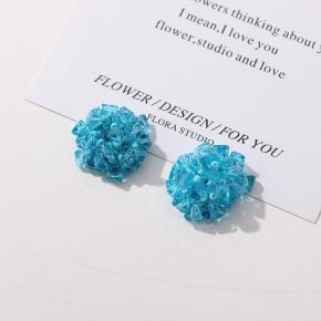 Blue gravel flower finished product material DIY handmade weaving bead button decoration material