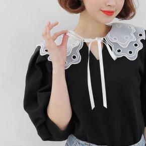 春夏韩版公主风双层刺绣娃娃领假领子夸张领