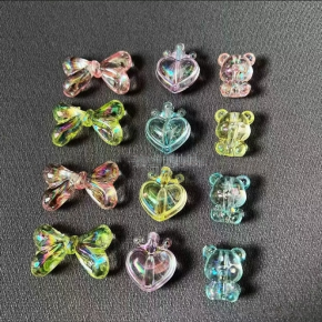 Colorful High-transparent Acrylic love Bow Beaded Handmade DIY Mobile Phone Chain Material Accessories