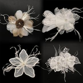 高品质白色3D闪亮刺绣珍珠蕾丝补丁手工PVC雪纺花贴布缝制风格面料主要材料