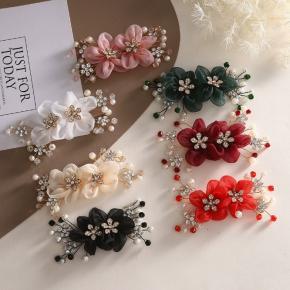 新款花朵胸针配件 彩色扭铜丝纱花 韩版网纱花朵 diy发饰发夹配件