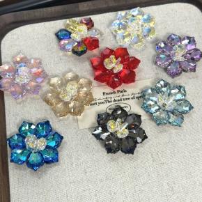 3.5cm彩色玻璃水钻手工花朵手缝头饰衣服帽子等装饰钻配件