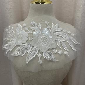 白色花朵亮片布贴衣服装饰补破洞贴补丁