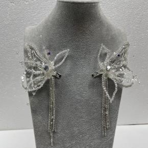 European and American silver diamond alloy leaf handmade side clip headdress bridal wedding hair accessories