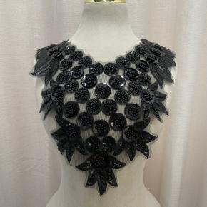 网眼底部珠管亮片珠手工缝制金色布贴花边服装配饰