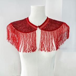 拉丁舞亮片装饰披肩舞蹈表演配饰礼服婚纱连衣裙长流苏领子