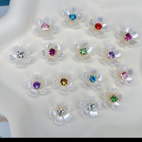 15mm手工材料流行发夹配件五瓣小花带金钻