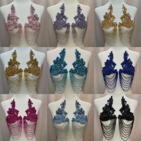 钉珠流苏肩饰 婚纱礼服连衣裙辅料 串珠水晶钻石蕾丝贴花