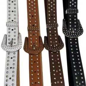 朋克铆钉爪珠腰带 复古雕刻学生牛仔腰带