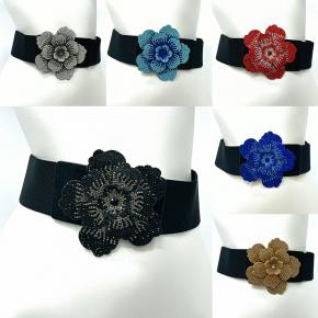 女士春夏裙装配套皮带 黑色简约时尚腰饰 带弹性水钻金属皮带