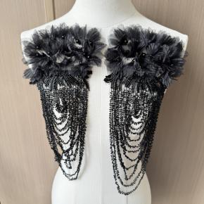 性感花卉手工珠串水钻蕾丝流苏肩部服饰装饰缝纫配件