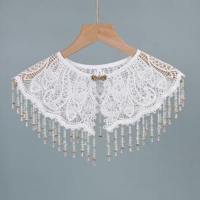 水晶吊坠旗袍披肩绣花镂空花边衣领女装饰。