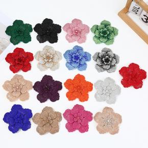 双层立体水钻山茶花玫瑰花满钻饰品配件头饰帽子服装辅料批发