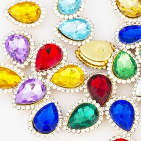 亚克力太阳花水滴形围边蝴蝶结花心手缝钻 发饰鞋子服饰配件