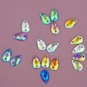 6*10 Flat Bottom Water Drop Turtle Surface AB Color Acryl Pointback Loose Hand Sewing Double Hole Drill Dress Wedding Shoes