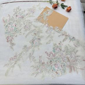 High-grade  Beads Embroidery Lace Flower Cloth  Applique Wedding Dress Costume Bags Shoes