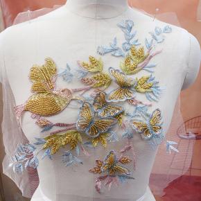 Golden Pink Three-dimensional Beaded Magpie Butterfly Cute Sexy Floral Pattern  Clothing Accessories