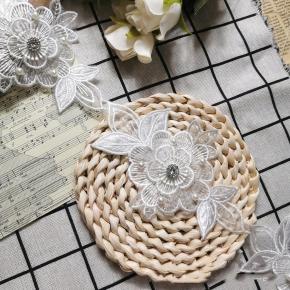 Three-dimensional Double-layer Polyester Beads Lace Accessories Sew-On Flower Shape for Wedding Bags Shoes & Home Decor