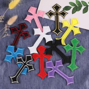 Multi-color Iron-On Embroidered Cross Clothing & Hat Accessories Patch Cloth Stickers for Bags Shoes Home Decor