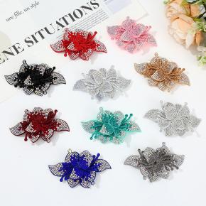 Wholesale Handmade Sew-On Multi-Color Rhinestone Crystal Orchid Cloth Stickers for Clothing Accessories and Hats