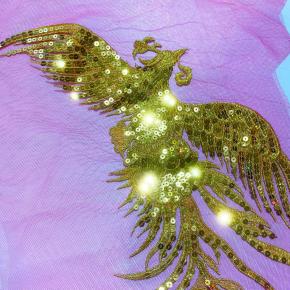Gold Thread Appliqued Embroidery Big Phoenix Peacock Mesh Bottom Sequins Cloth Stickers Ethnic Style Sew-On Stage Clothing