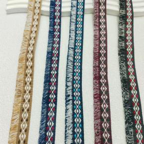 Embroidered Geometric Pattern Lace Tassel Ribbon for Garment Shoes Home Textiles Decoration