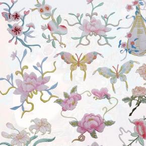 Ethnic Embroidery Iron-On Peony Flower Patches for Bags Hats Shoes & Home Textiles