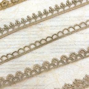 Water Soluble Gold Thread Dog Tooth Lace Unilateral Embroidery Lace for Shoes and Lolita Clothing Accessories