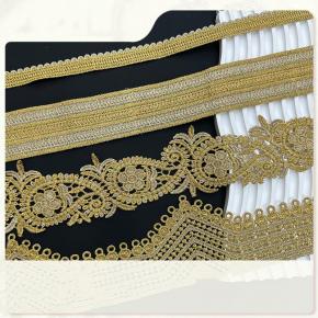Gold Thread Lace Water Soluble Embroidery Polyester Geometric Hollow National Style Clothing Lace