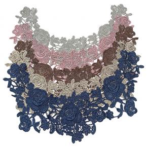 Water Soluble Polyester Silk Embroidery Sew-On Floral Shape Lace Collar Accessories for Clothing & Home Textiles