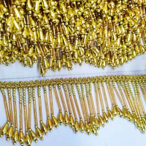Plastic 6.5cm Long Golden Wave Tassel Bead Curtain Lace-Luxury Vintage Elegant Home Textiles