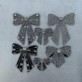 Factory Direct Sale Handmade Beaded Bow Tie Bowknot Fabric Base Rhinestone Glass Resin Diamond Clothing Decoration Accessories