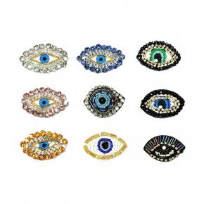 Handmade Beaded Sew-On Eye Patches with Sequins and Rhinestones for Hats Bags Clothing-Decorative Fabric Patches Wholesale
