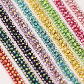 Three-Row Claw Chain Eco-Friendly Flatback Glass Rhinestone Dense Colorful Nail Art Bags  Jewelry Accessories Clothing