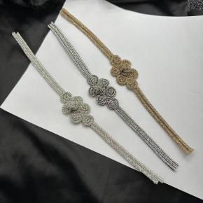 Rhinestone Drawstring Rope Braided Buckle Chinese Style Handbag Women's Shoes Shoe Flower Decoration Handmade Weaving