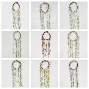 Floral wreath headdress, forest-style girl, artificial flowers, rattan braided hairband, travel wedding head flower, performance wrap, versatile.