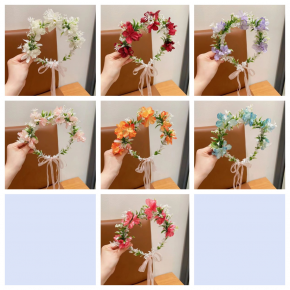 Floral wreath headband for women, Korean style, hair accessory, suitable for engagements, travel, and photo props.
