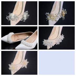 New pointed-toe wedding shoes for women, perfect for wedding dresses and brides, also suitable for everyday wear as bridesmaids; French-style rhinestone high heels.