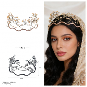 European and American style bridal headpiece, crystal beaded crown, party wedding birthday hair accessory, hand-braided fairy-like mesh headband