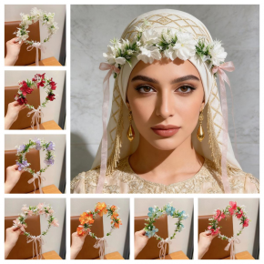 New simulated floral wreath, forest-themed headpiece, children's and adults' travel photo props, bridal hair accessories, pink headband wholesale.