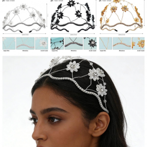 New handmade crystal hairband for export, versatile and high-end floral hair accessory, Korean style mesh hairband.