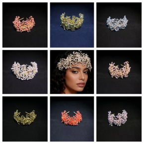 New export style head wear, handmade hairband with floral, pearl, and rhinestone designs, perfect for wedding dresses and gowns.