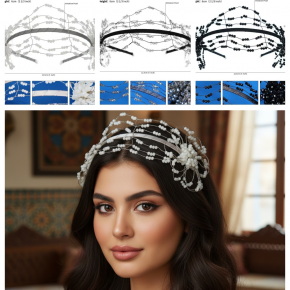 European and American retro crown headband, ball hair accessory, wedding dress headpiece, versatile handmade crystal flower headband jewelry