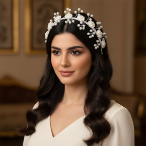 Korean style pearl wreath headband for girls, chic and versatile braided headband, super fairy-like ribbon princess headpiece