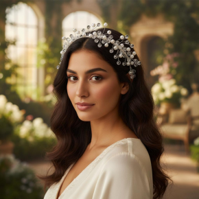 Handmade braided headbands, wedding performances, photo shoots, bridesmaid hair accessories, rhinestone, pearl, and crystal hair crowns.