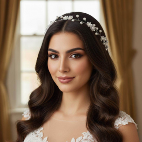 Beautiful handmade beaded floral headband for wedding dresses, birthday parties, and other special occasions.