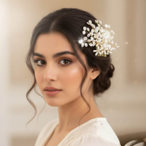 New handmade headpiece, perfect for brides and weddings, luxurious mesh-woven pearl hair clip.